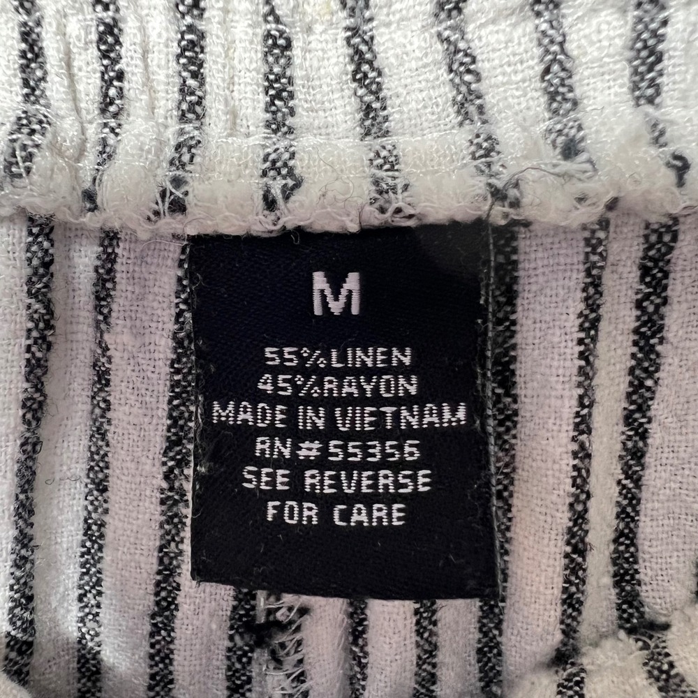 Definitions‎ d.jea Womens Medium Striped Linen Blend Wide Leg Pants Black White - Picture 5 of 10